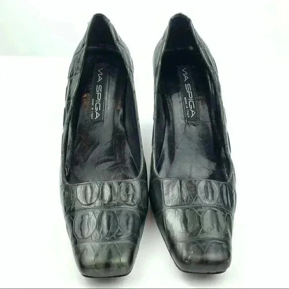 Via Spiga heels sz 8 Italian leather tortoise 90s - Picture 2 of 11